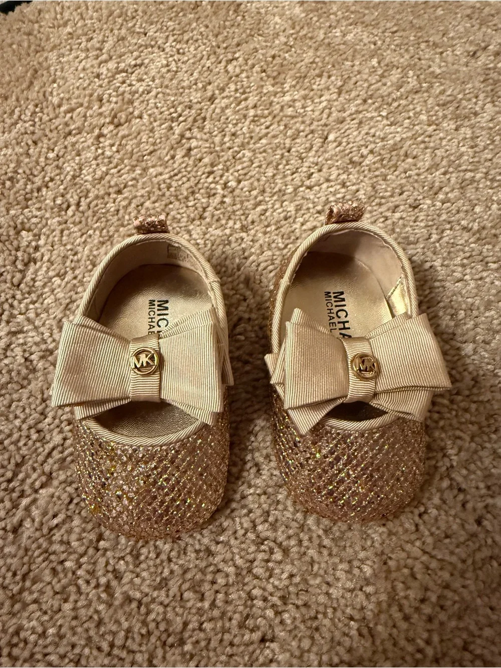MICHAEL Michael Kors Glitter Gold Bow Baby Walkers